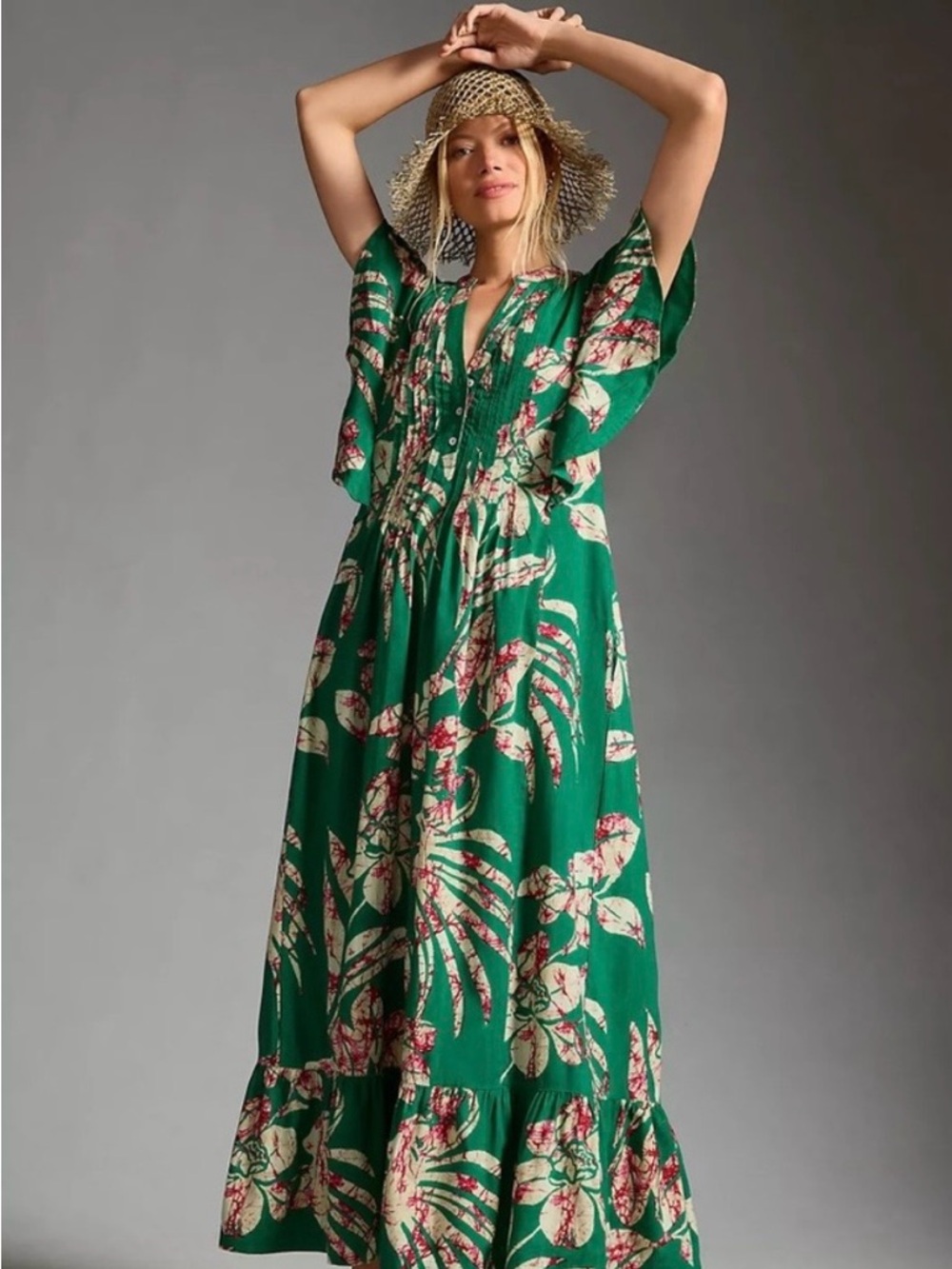 Anthropologie The Cassandra Maxi Dress Size S 100% Cotton Pullover Boho Chic